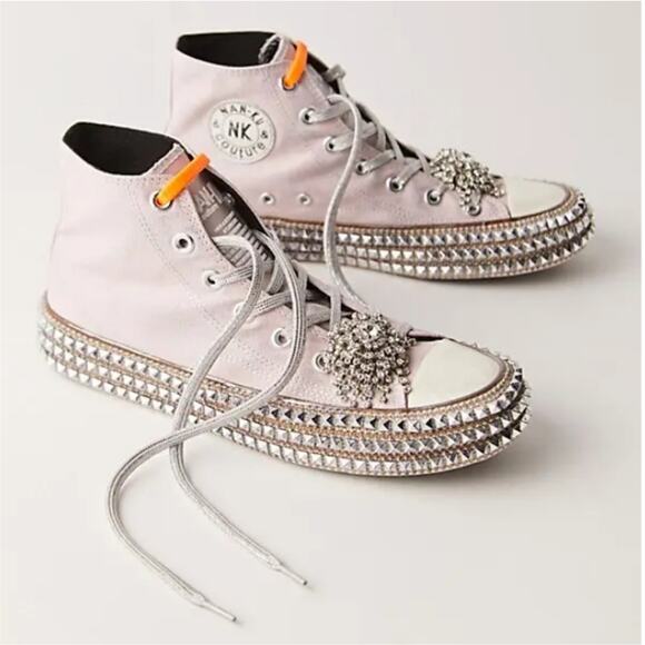 NEW Nan-Ku Couture Free People Cruise Studded Mellow Maeve Pink High Top Sneaker - Picture 3 of 11